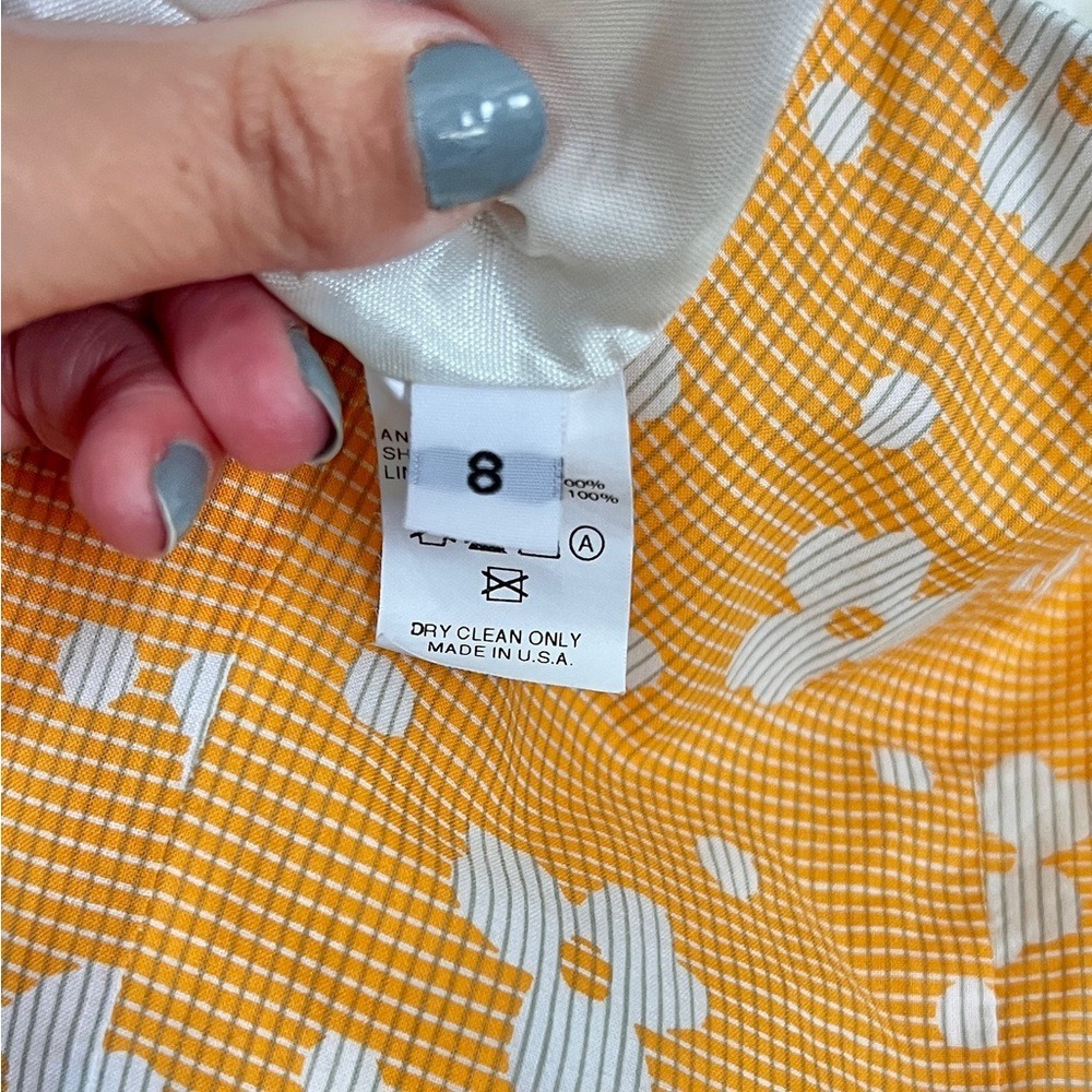90s y2k Helen Wang Yellow Floral Cotton Spaghetti Strap Midi Dress Vintage Sz 8 - Picture 7 of 8